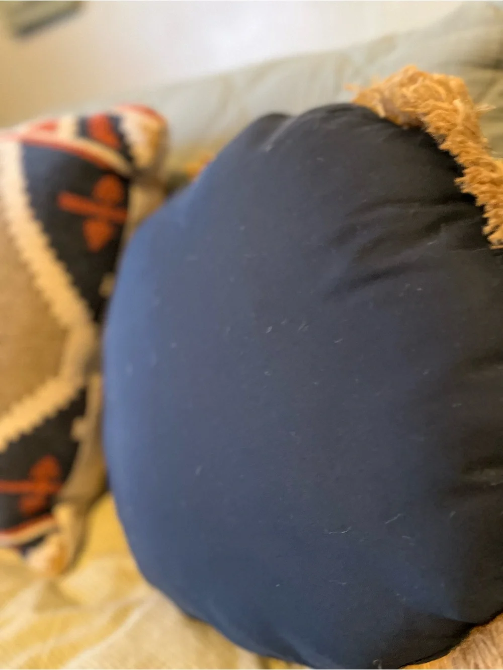 Boho Geometric Accent Pillow in Navy, Rust, and Tan - Brand Unspecified